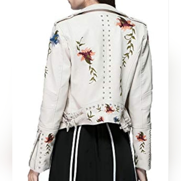 Embroidered Floral Moto Jacket - Picture 2 of 5